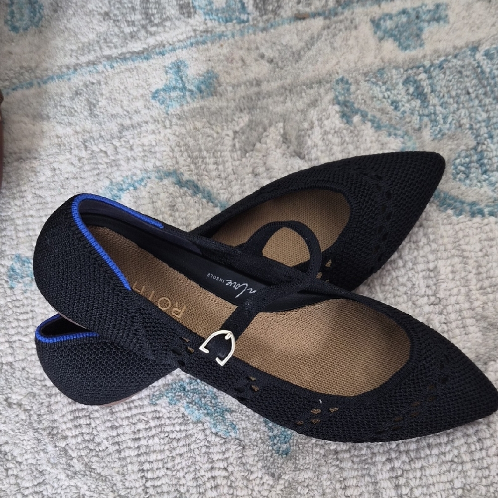 Rothy's Black and Blue Knit Flats